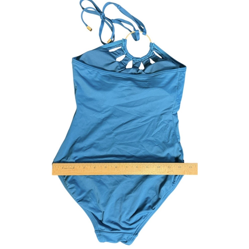 Vince Camuto Womens Serengeti Shades Swimsuit 4 Aqua Ring Halter Top One Piece - Picture 5 of 8